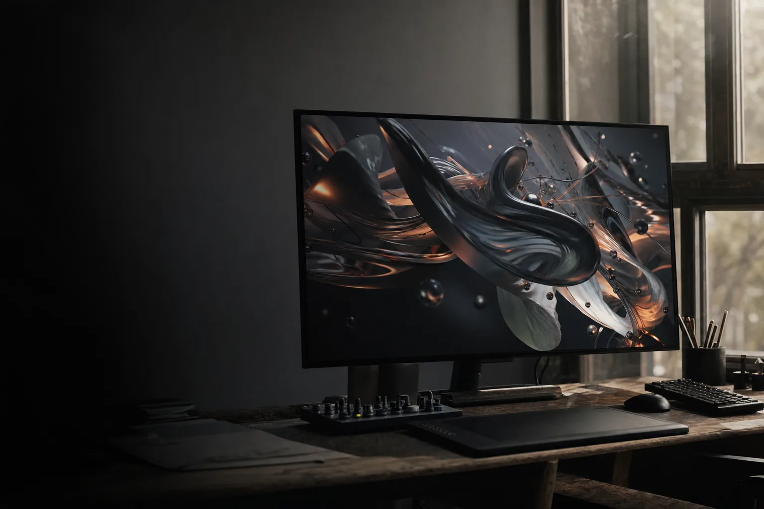 Abstract 3D render used as a showreel backdrop